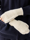 Cashmere Fingerless Mittens White I GOBI UK