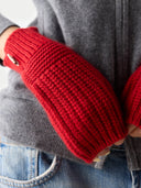 Cashmere Fingerless Mittens Red I GOBI UK