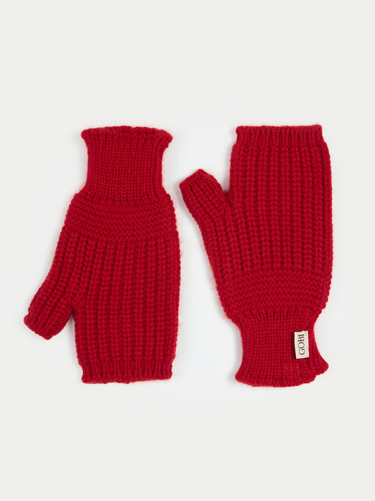 Rib-Knit Cashmere Gloves