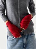 Cashmere Fingerless Mittens Red I GOBI UK