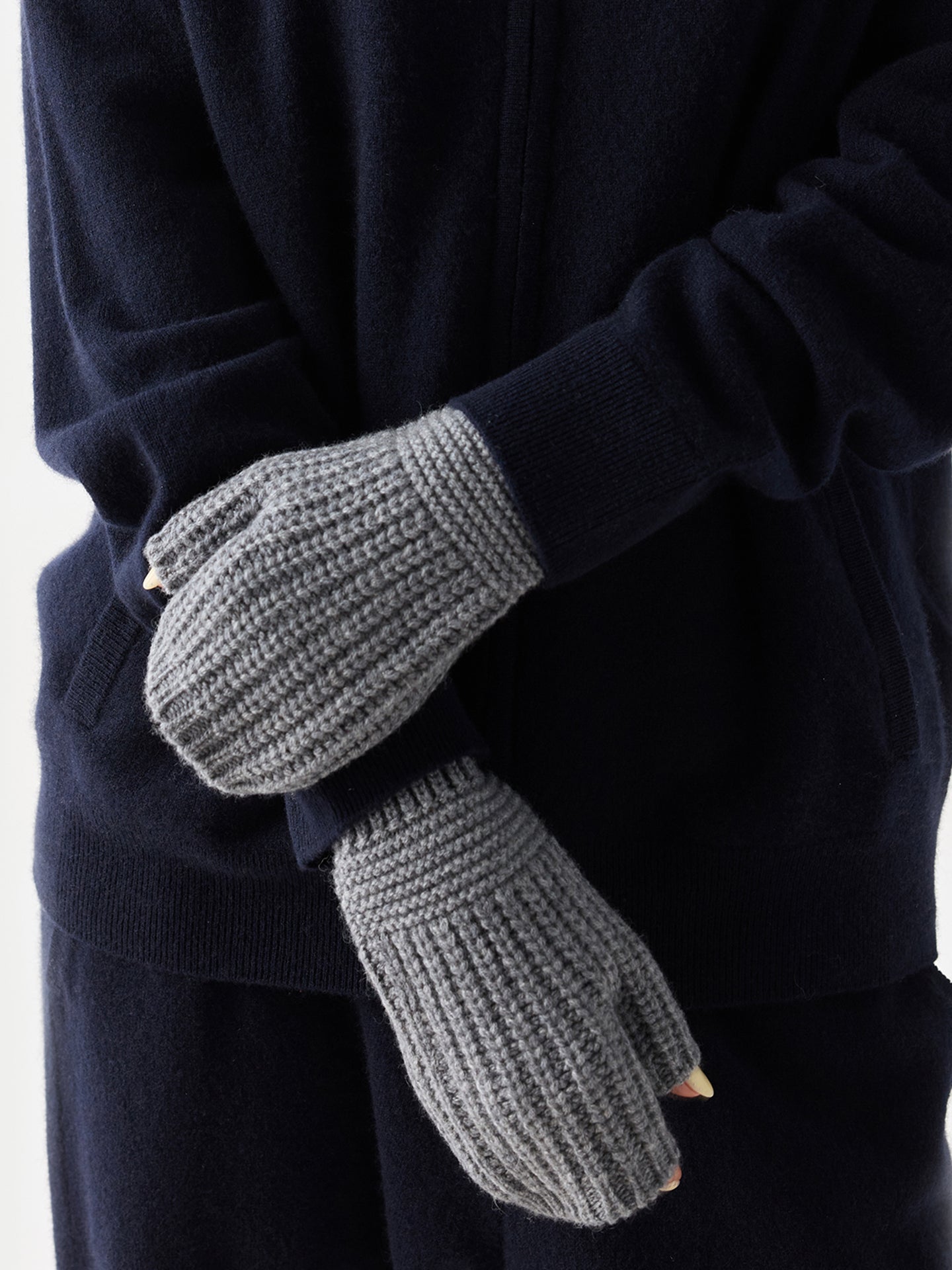 Rib-Knit Cashmere Gloves