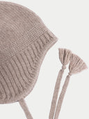 Cashmere Hat with Ties Taupe I GOBI UK