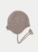 Cashmere Hat with Ties Taupe I GOBI UK