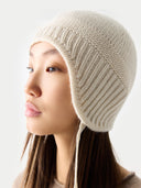 Cashmere Hat with Ties White I GOBI UK
