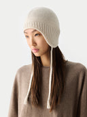 Cashmere Hat with Ties White I GOBI UK