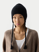 Cashmere Hat with Ties Black I GOBI UK