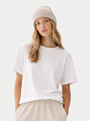 Organic Colour Ribbed Chunky Cashmere Beanie Beige - Gobi Cashmere
