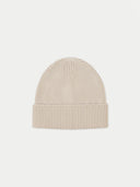 Organic Colour Ribbed Chunky Cashmere Beanie Beige - Gobi Cashmere