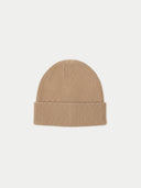 Organic Colour Ribbed Chunky Cashmere Beanie Taupe - Gobi Cashmere #color_taupe