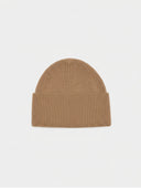 Organic Colour Ribbed Chunky Cashmere Beanie Taupe - Gobi Cashmere