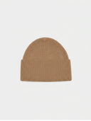 Organic Colour Ribbed Chunky Cashmere Beanie Taupe - Gobi Cashmere #color_taupe