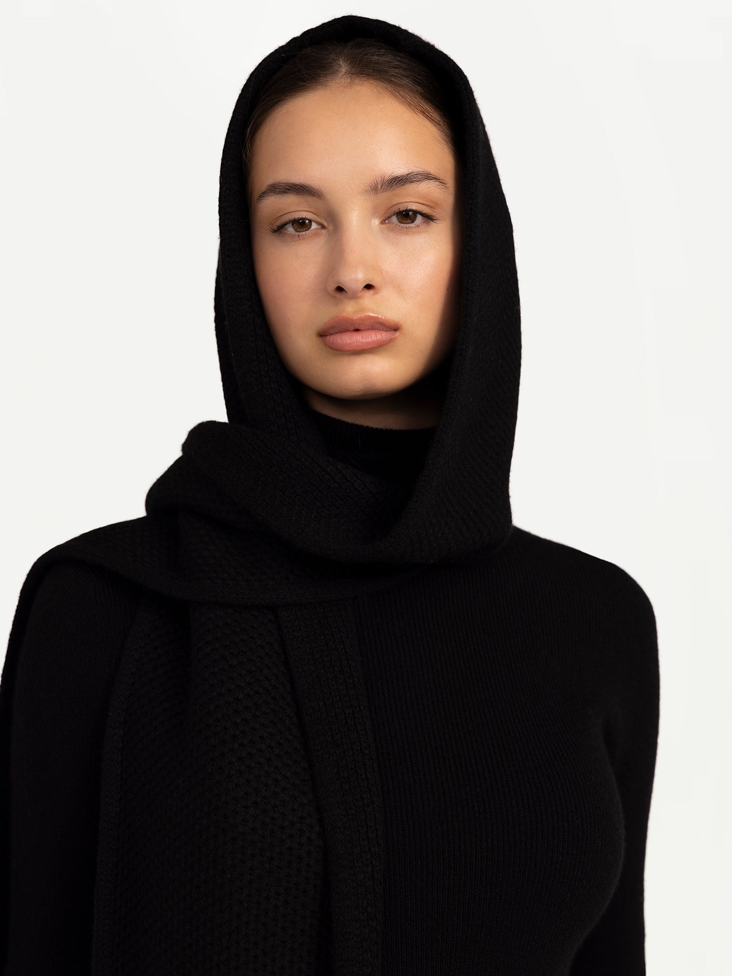 Unisex Cashmere Hooded Scarf Black - Gobi Cashmere