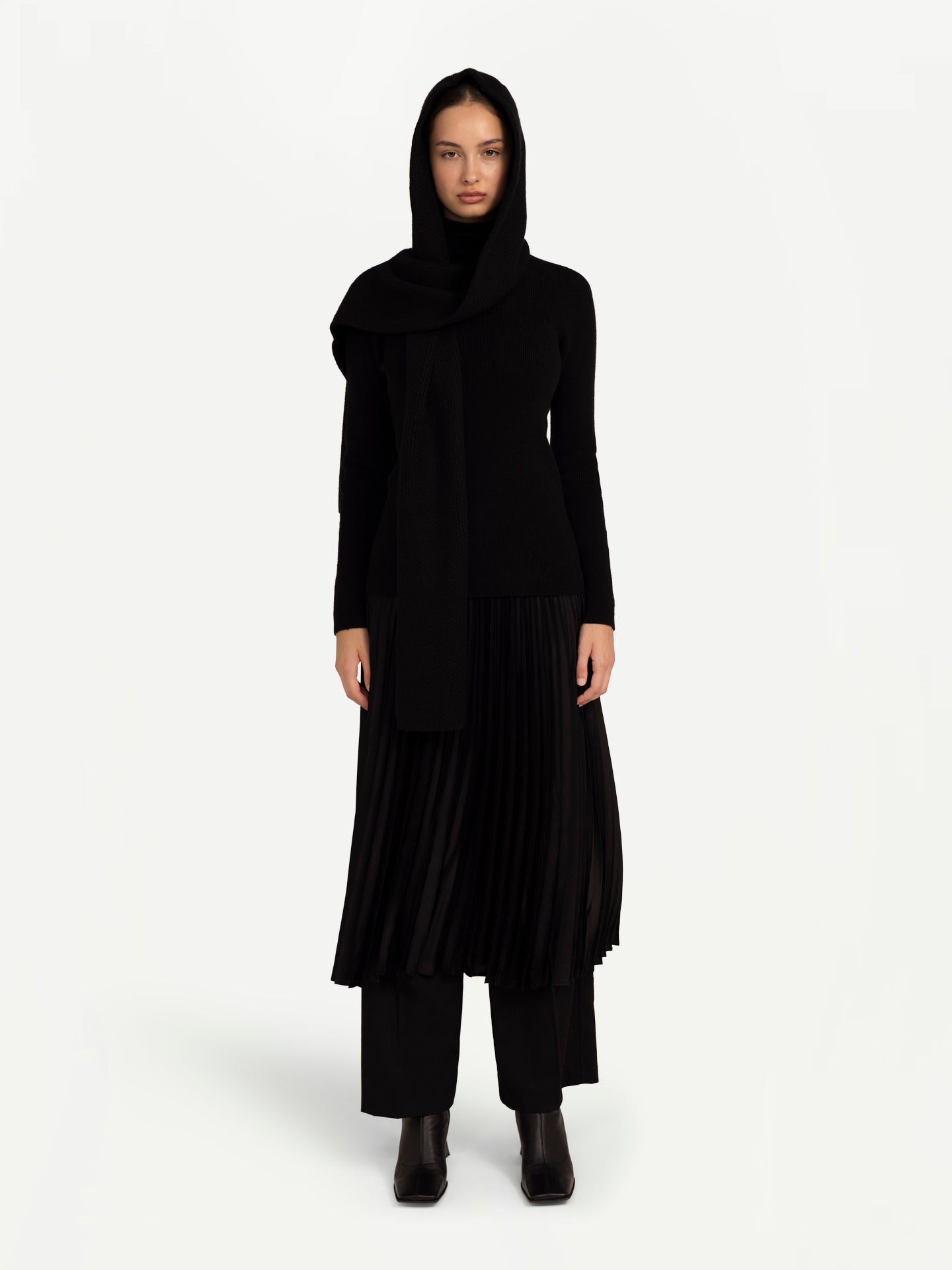 Unisex Cashmere Hooded Scarf Black - Gobi Cashmere