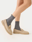 Unisex Trim Knit Bed Socks in Dim Gray | GOBI Cashmere UK