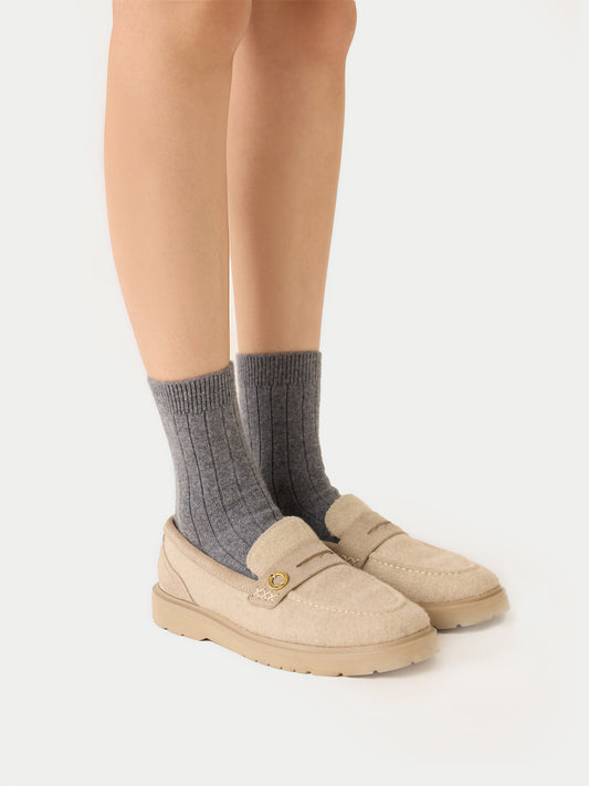 Unisex Cashmere Trim Knit Bed Socks