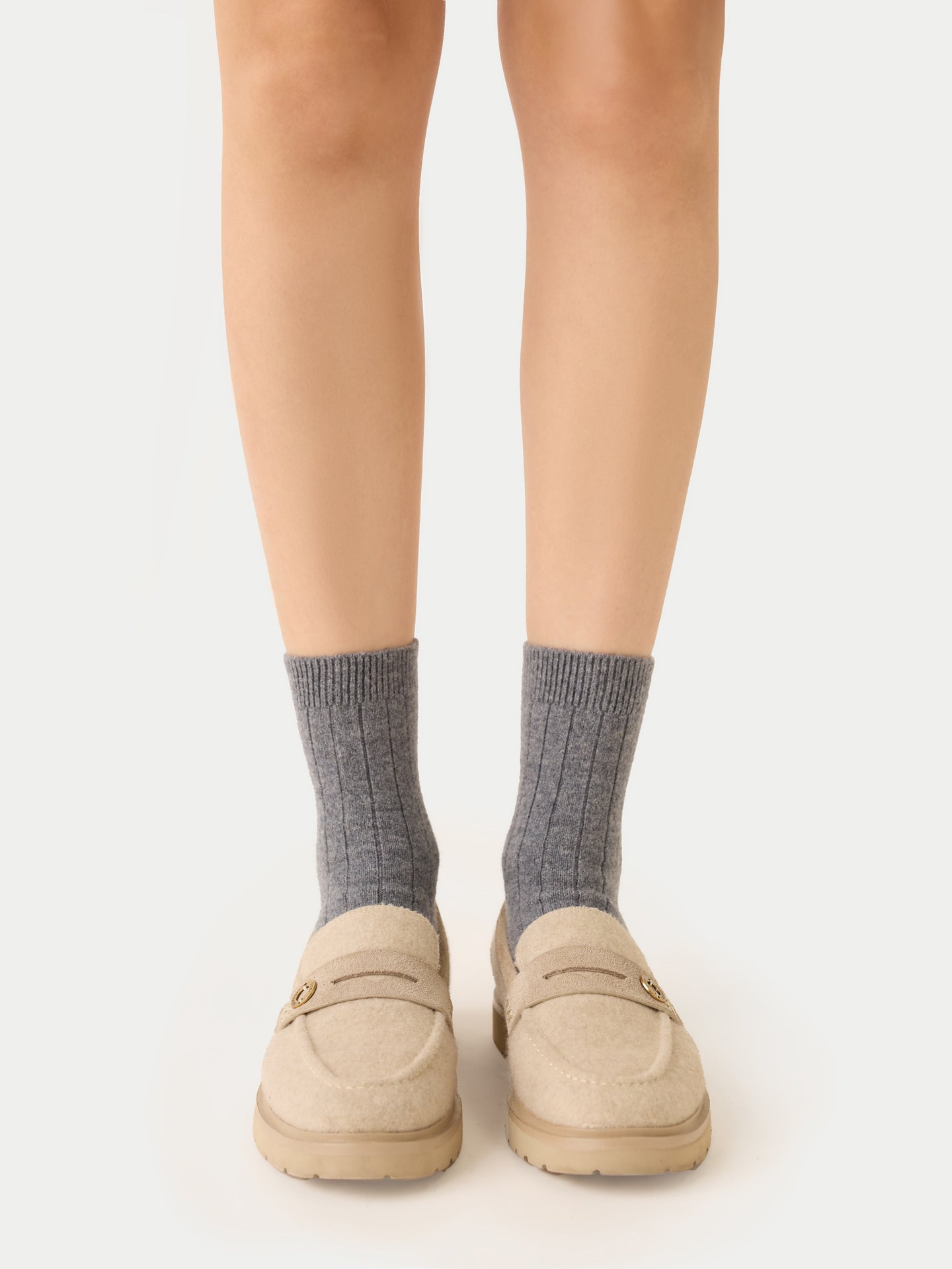 Unisex Cashmere Trim Knit Bed Socks