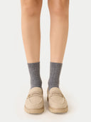 Unisex Trim Knit Bed Socks in Dim Gray | GOBI Cashmere UK #color_dim-gray