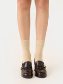 Women's Cashmere Trim Knit Socks Taupe - Gobi Cashmere