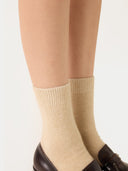 Women's Cashmere Trim Knit Socks Taupe - Gobi Cashmere #color_taupe