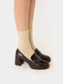 Women's Cashmere Trim Knit Socks Taupe - Gobi Cashmere