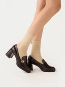 Women's Cashmere Trim Knit Socks Taupe - Gobi Cashmere