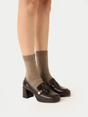 Women's Cashmere Trim Knit Socks Taupe  - Gobi Cashmere