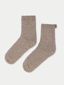 Women's Cashmere Trim Knit Socks Taupe - Gobi Cashmere