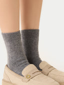 Women's Cashmere Trim Knit Socks Gray - Gobi Cashmere