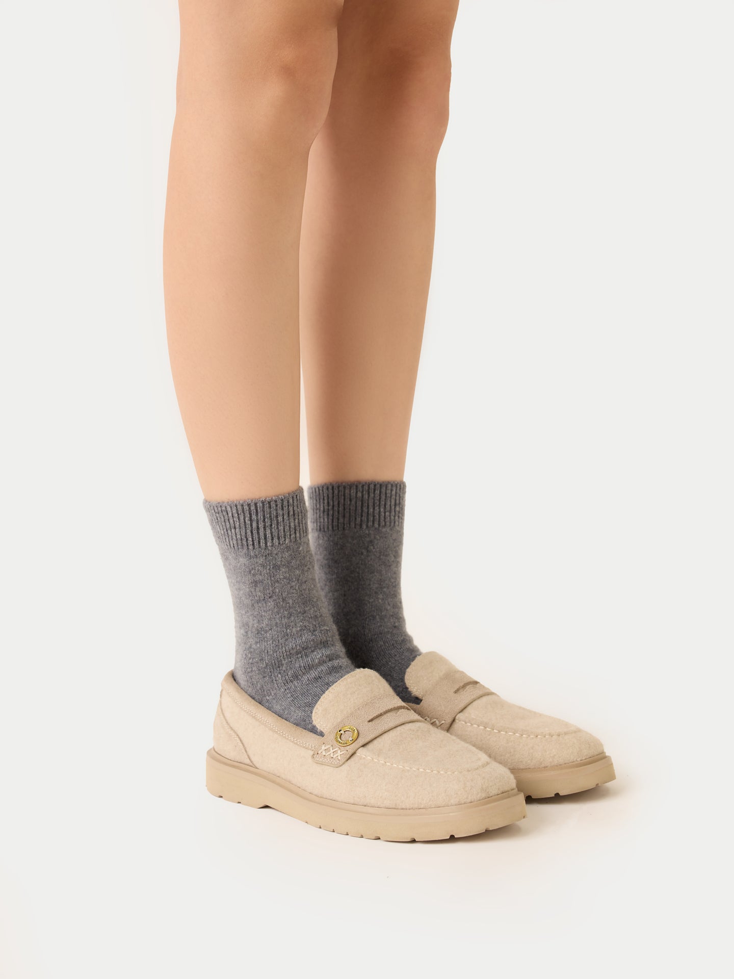 Unisex Cashmere Rib Knit Bed Socks