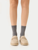Women's Cashmere Trim Knit Socks Gray - Gobi Cashmere