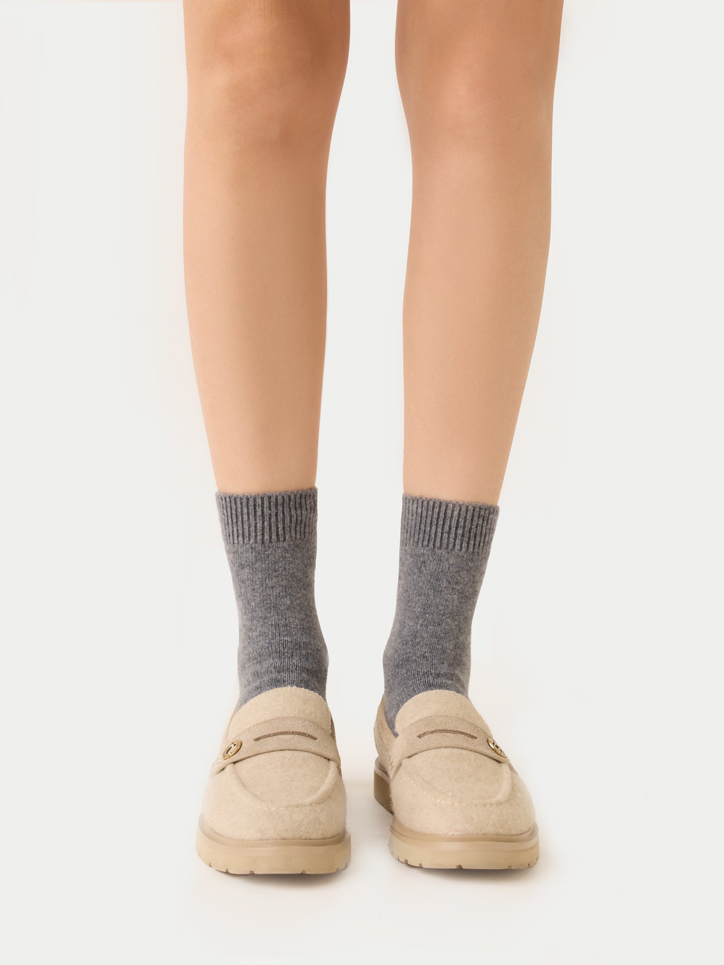 Unisex Cashmere Rib Knit Bed Socks