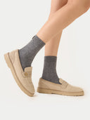 Women's Cashmere Trim Knit Socks Gray - Gobi Cashmere