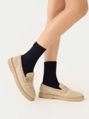 Women's Cashmere Trim Knit Socks Navy - Gobi Cashmere