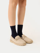 Women's Cashmere Trim Knit Socks Navy - Gobi Cashmere