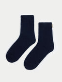 Women's Cashmere Trim Knit Socks Navy - Gobi Cashmere