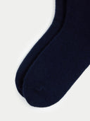 Women's Cashmere Trim Knit Socks Navy - Gobi Cashmere