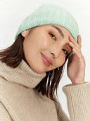 Women's Cashmere Rib Knit Hat Clearly Aqua  - Gobi Cashmere #color_mist-green