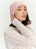 Women's Cashmere Rib Knit Hat Powder Pink - Gobi Cashmere #color_blush-pink