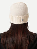 Cashmere Rib Knit Hat /Unisex/ White - Gobi Cashmere #color_white