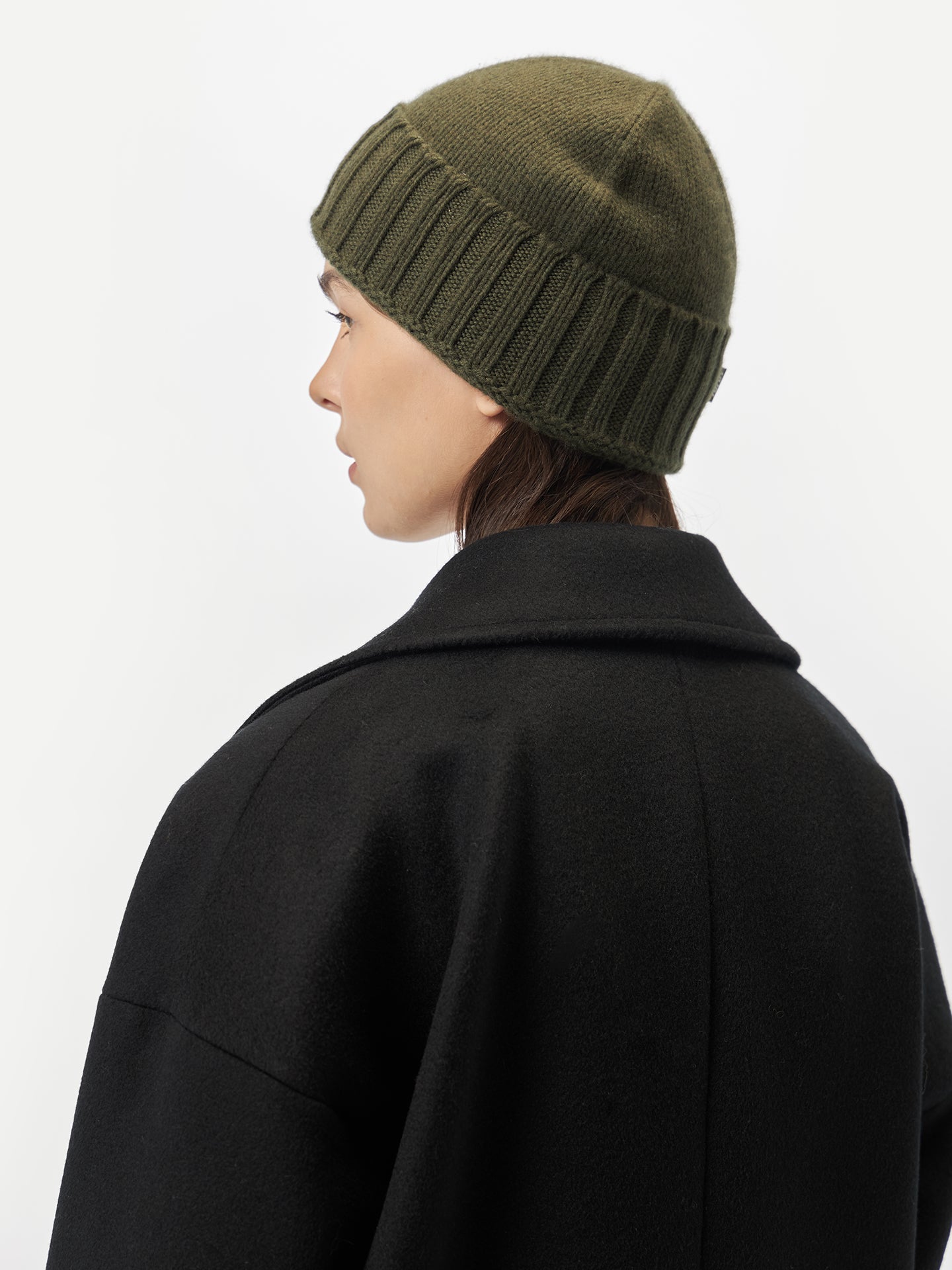 Unisex Cashmere Rib Knit Hat Capulet Olive - Gobi Cashmere