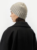 Unisex Cashmere Rib Knit Hat Dawn Blue - Gobi Cashmere #color_steel-silver