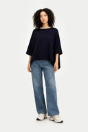 Timeless Knitted Poncho Navy Blazer - Gobi Cashmere