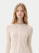 Hidden Button Cashmere Silk Cardigan Snow White - Gobi Cashmere #color_snow-white