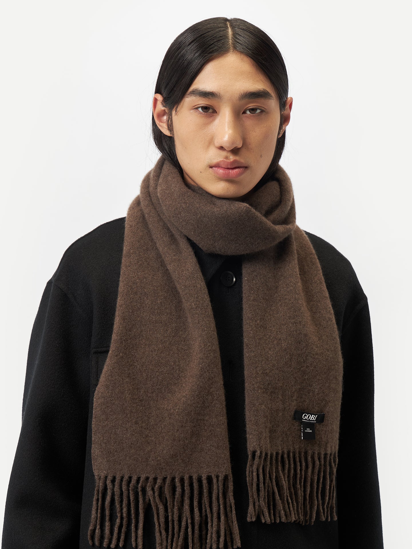 Unisex Cashmere Fringed Scarf Cocoa - Gobi Cashmere