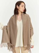 Women's Cashmere Woven Scarf Taupe - Gobi Cashmere #color_taupe