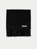Wide Fringe Scarf Black - Gobi Cashmere