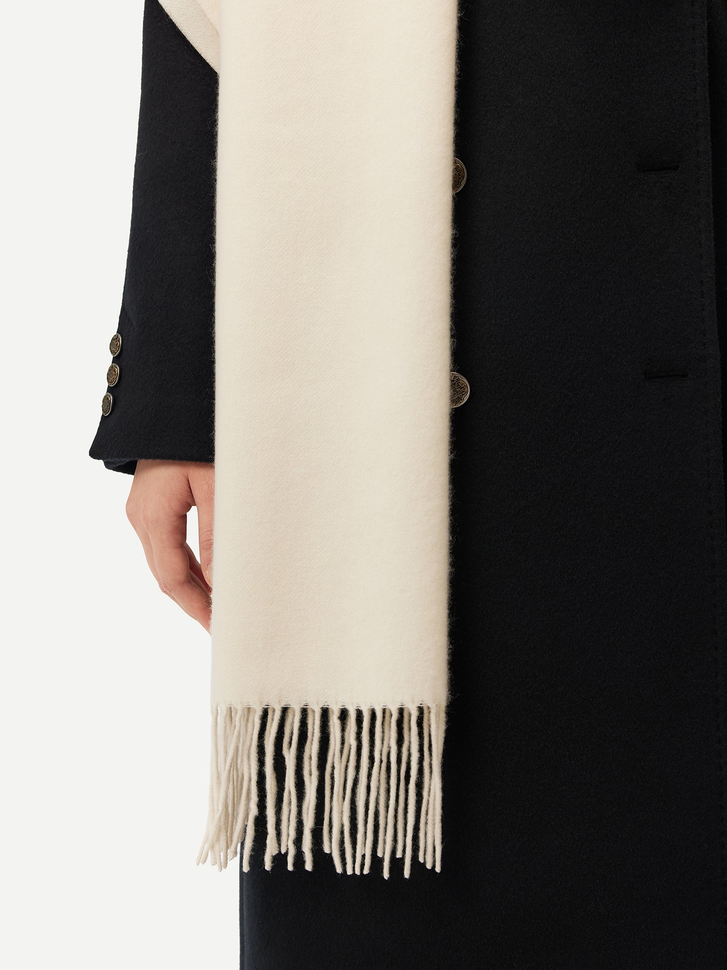 Unisex Cashmere Oversized Woven Scarf White - Gobi Cashmere