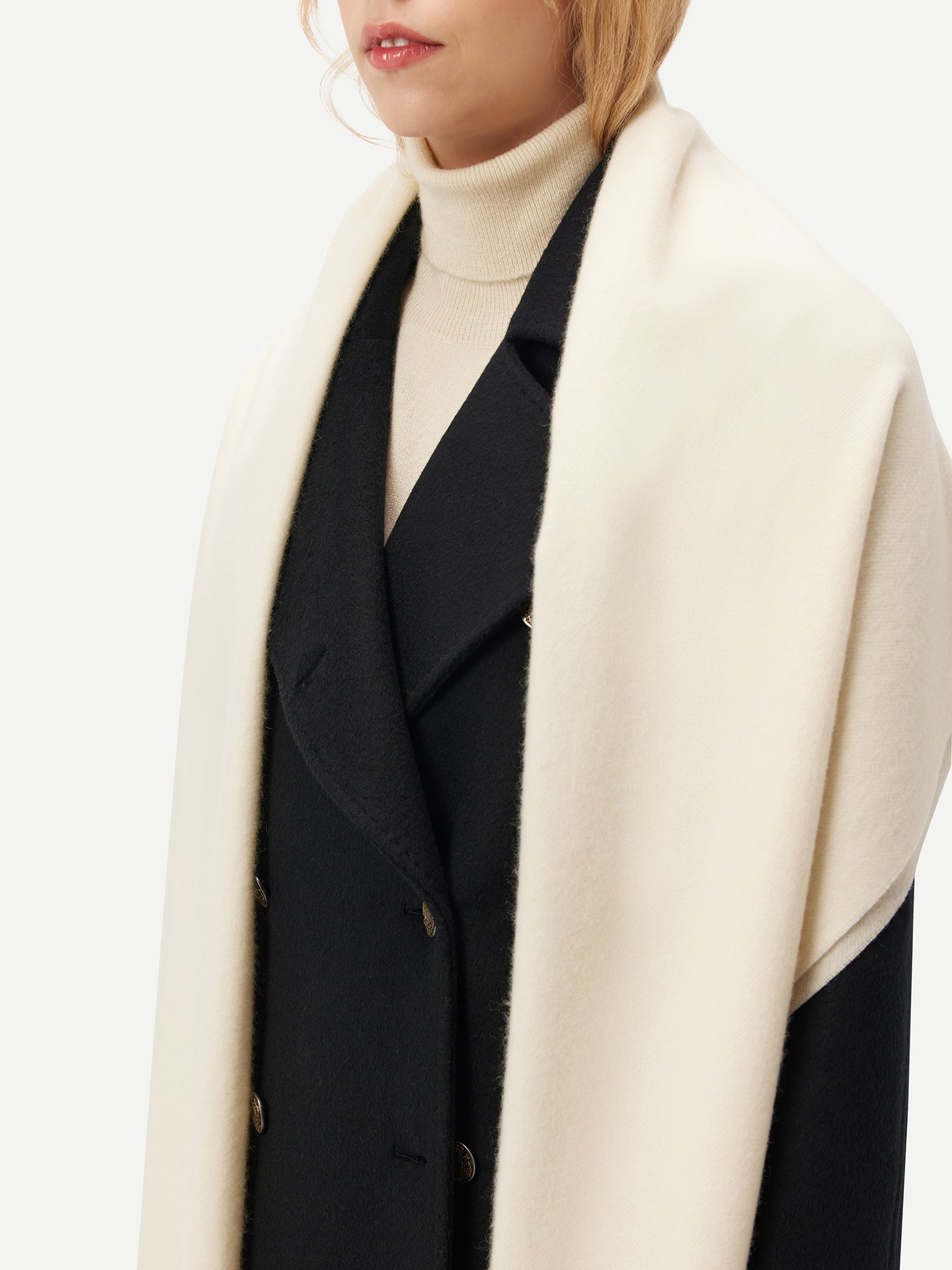 Unisex Cashmere Oversized Woven Scarf White - Gobi Cashmere