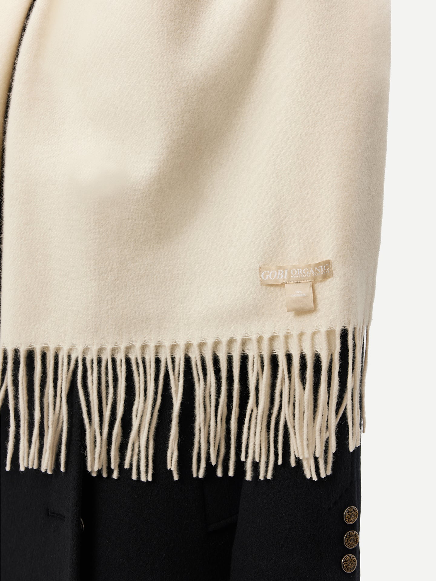 Unisex Cashmere Oversized Woven Scarf White - Gobi Cashmere