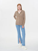 Women's Cashmere Full-Zip Hoodie Taupe - Gobi Cashmere #color_taupe